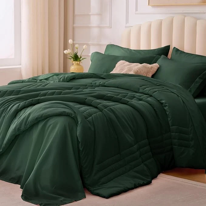 Durable Twin Comforter Set Emerald Green Artisan