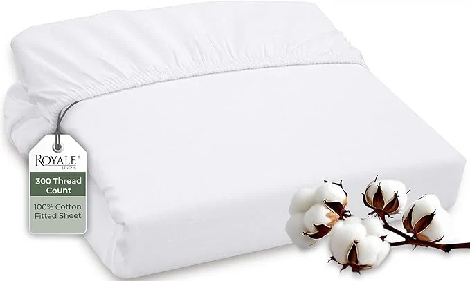 Excellent ROYALE LINENS 300 Thread Count Long Staple Combed Cotton Fitted Sheet Twin High-Grade