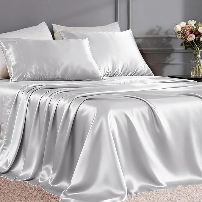 User-Friendly FreshCulture Satin Sheets Twin Size Bed Set Casual