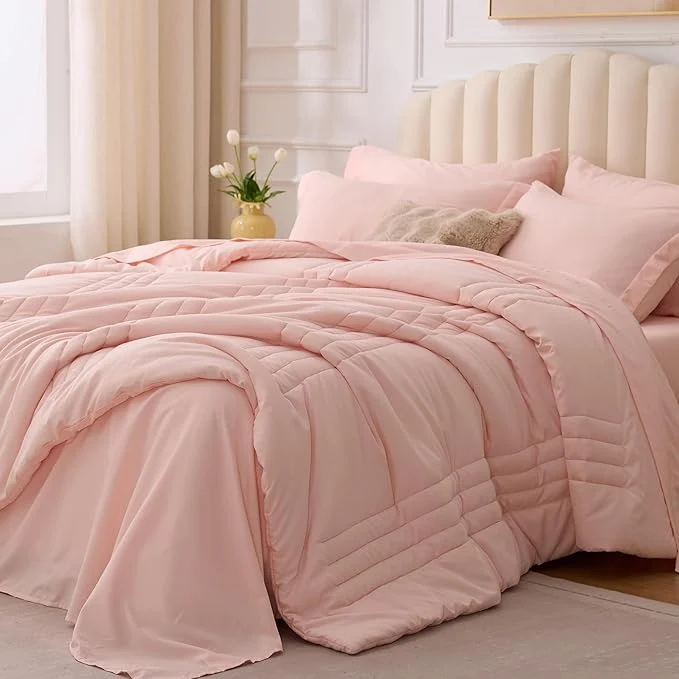 Crafted Twin XL Comforter Set Pink Premium Material