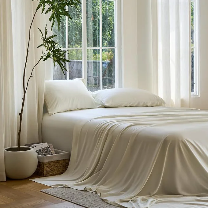 Fine Crafted DOZ Sheet Set Viscose derived from Bamboo Organically Grown Buttery Soft Relaxed