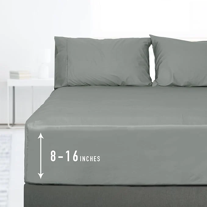 Practical Sunflower Queen Fitted Sheet 1-Piece Deep Pocket Fitted Bottom Sheet 16 Pure