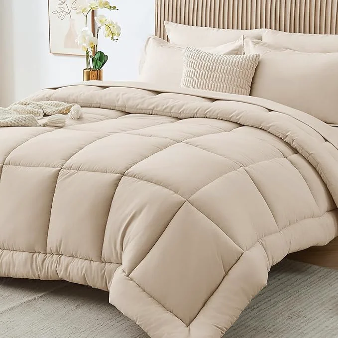 Optimized Sasttie King Size Comforter Set 7 Pieces Bed in a Bag King Complete Bedding Soft