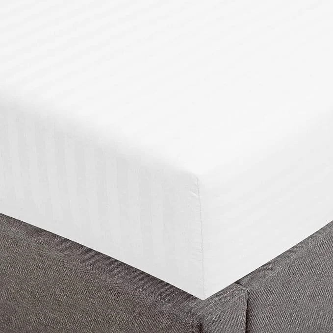 Premium Material Feather Stitch 1 Piece Fitted Sheet Twin Size Cotton Damask Sateen Weave Traditional
