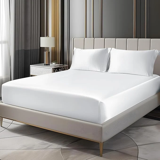 Reliable BEDELITE Satin Fitted Sheet and Pillowcase Set Luxury Soft Similar to Silk Convenient