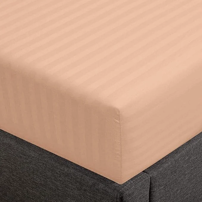 Fine Feather Stitch 1 PC Fitted Sheet California King Size Cotton Damask World-Class