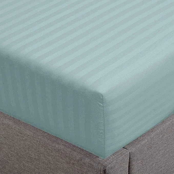 Superior Feather Stitch 1 PC Fitted Sheet California King Size Cotton Damask User-Friendly