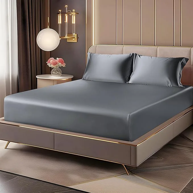 Functional BEDELITE Satin Fitted Sheet and Pillowcase Set Luxury Soft Similar to Silk Original Design