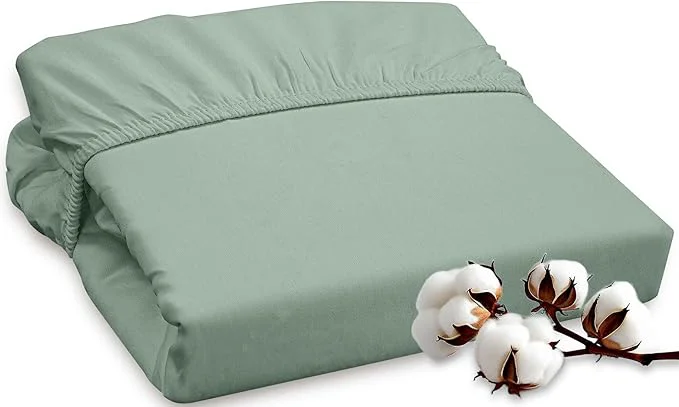 Functional ROYALE LINENS 300 Thread Count Long Staple Combed Cotton Fitted Sheet Twin Smart