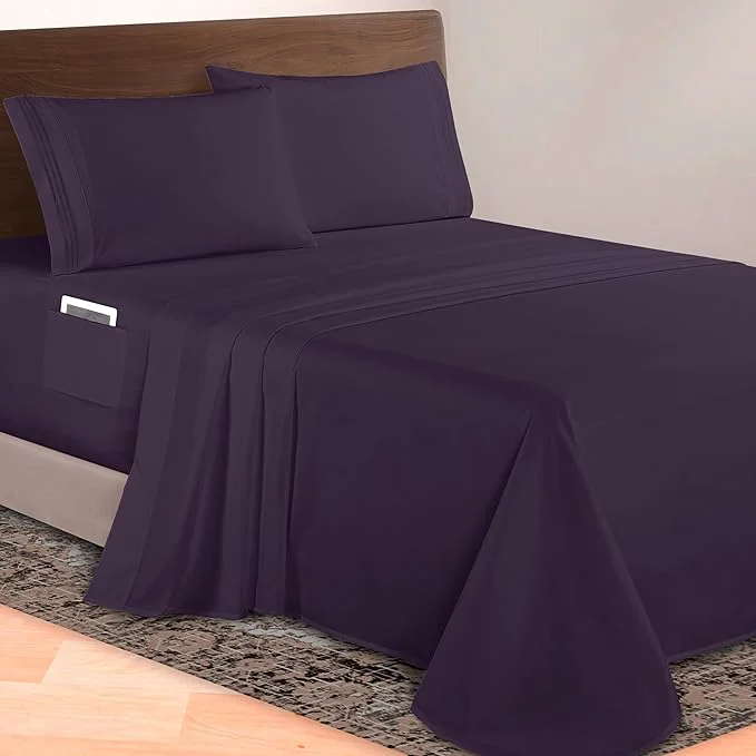 Environmentally Friendly Elegant Comfort Luxurious 1500 Premium Hotel Quality Microfiber 4-Piece Sheet Smooth