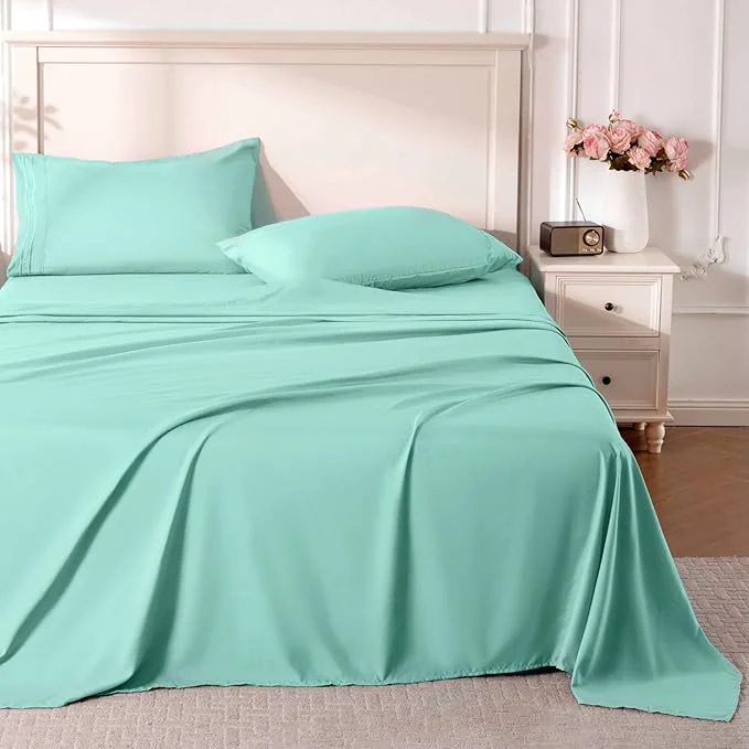 Artisan ROSE RISY Light Green Twin Sheet Set 3 Pieces Soft Bedding Sheet Set Excellent