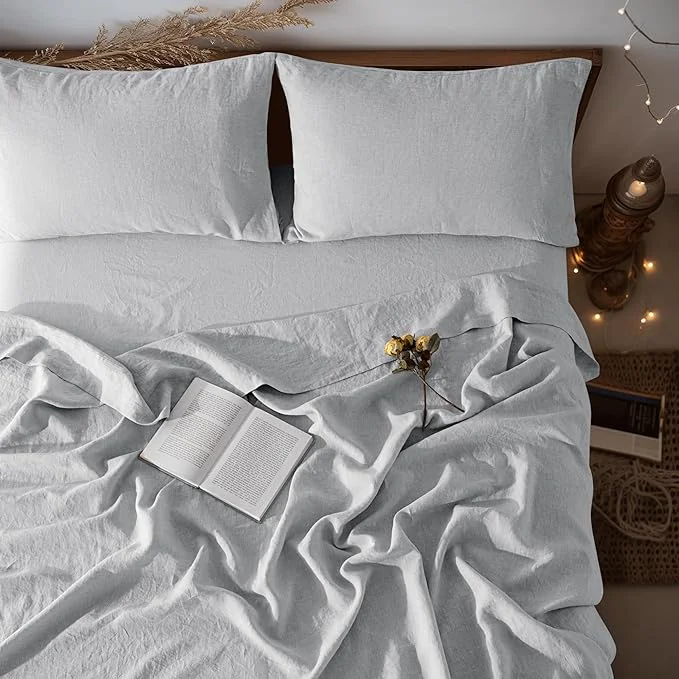 Artisan LBRO2M Pure Linen Sheet Set Deep Pocket Up to 16 Bed Sheets Sets Comfortable
