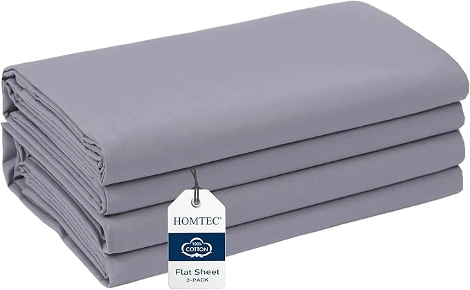 Effective King Size Flat Sheet 2 Pack Cotton Percale Flat Bed Sheet Breathable Convenient