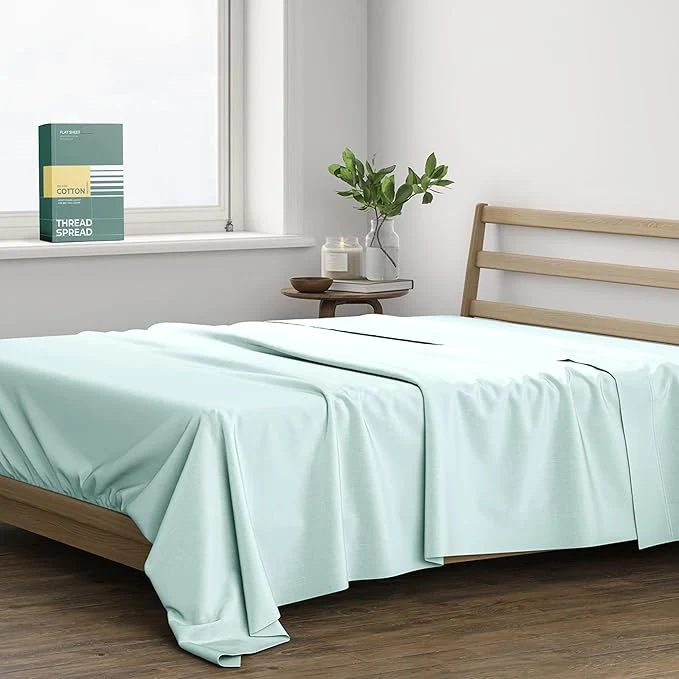 Premium Material THREAD SPREAD Organic Cotton Percale Flat Sheet Twin XL Size Versatile