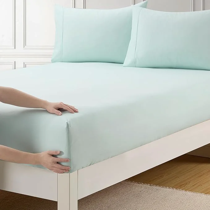 Environmentally Friendly Queen Fitted Sheet Only with Full Elastic Built in Corner Sheet Straps to Trusted