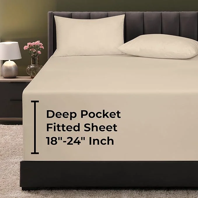 Superior Royale Linens Extra Deep Pocket Queen Fitted Sheet Only Long-Lasting