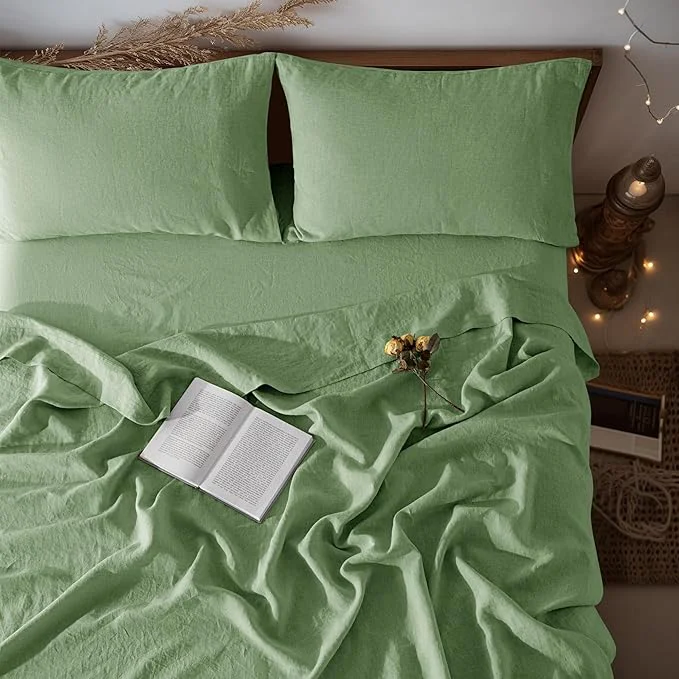 Traditional LBRO2M Pure Linen Sheet Set Deep Pocket Up to 16 Bed Sheets Sets Genuine