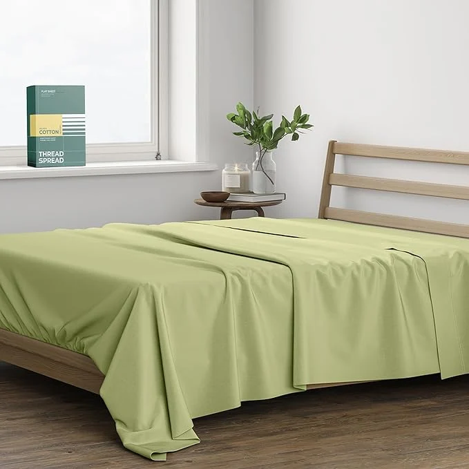 Trusted THREAD SPREAD Organic Cotton Percale Flat Sheet California King Size Quality
