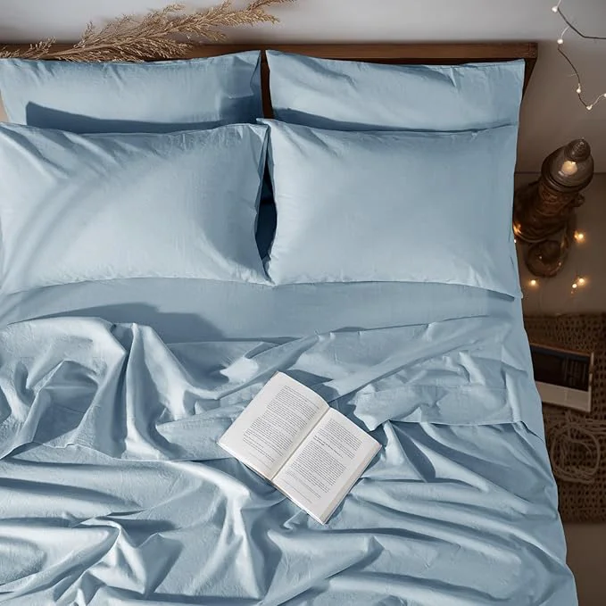 Convenient LBRO2M Pure Linen Sheet Set Deep Pocket Up to 16 Bed Sheets Sets Efficient