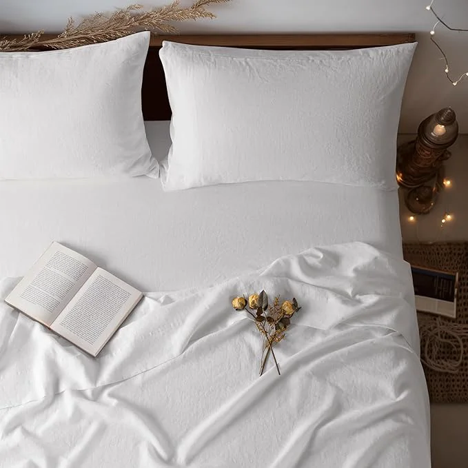 Trusted LBRO2M Pure Linen Sheet Set Deep Pocket Up to 16 Bed Sheets Sets Original Design