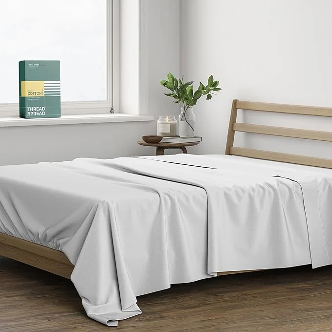 Expertly Made THREAD SPREAD Organic Cotton Percale Flat Sheet Twin XL Size Specialty
