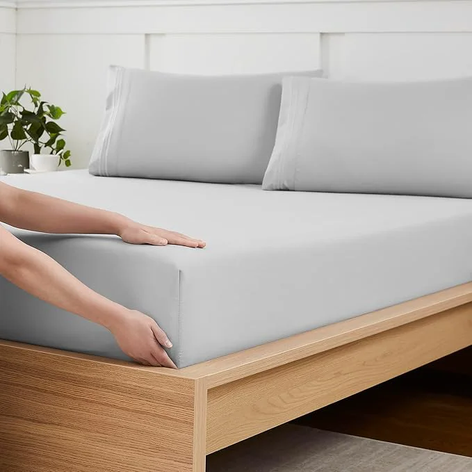 Verified Twin Fitted Sheet Only with Full Elastic Built in Corner Sheet Straps to Fine