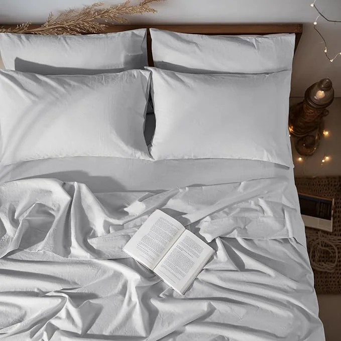 Efficient LBRO2M Pure Linen Sheet Set Deep Pocket Up to 16 Bed Sheets Sets Smooth