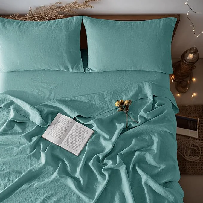 Fine LBRO2M Pure Linen Sheet Set Deep Pocket Up to 16 Bed Sheets Sets Effective