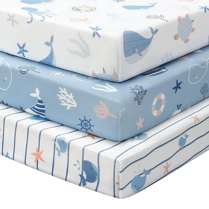 Modern Baby Crib Sheets for Boys and Girls 3 Pack Toddler Bed Sheets for 52 x28 Comfortable