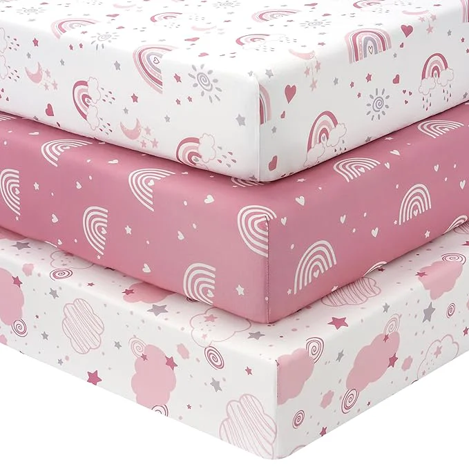 Outstanding Baby Mini Crib Sheets Girl Portable 38 x26 Pack and Play Sheets Fitted First-Class