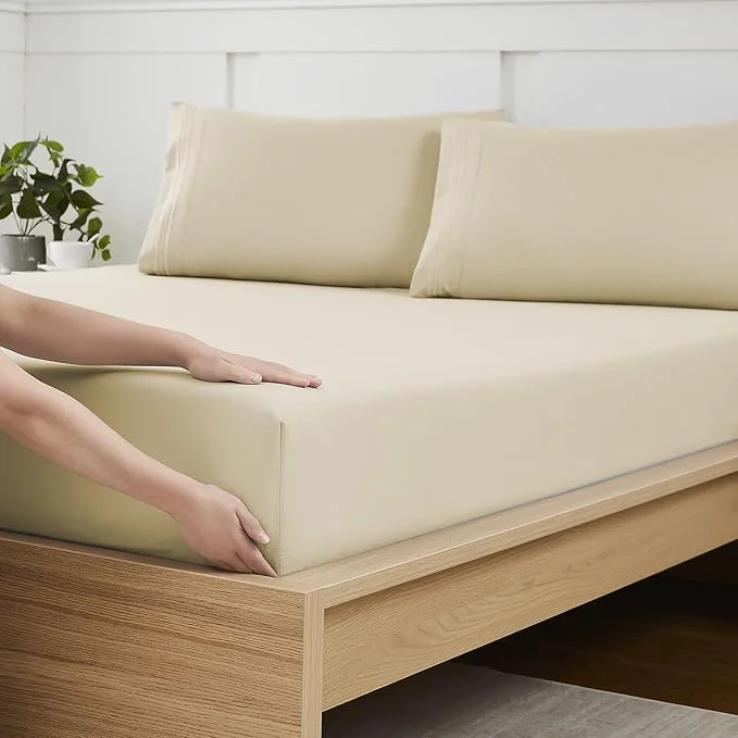 Durable Twin Fitted Sheet Only with Full Elastic Built in Corner Sheet Straps to Effective