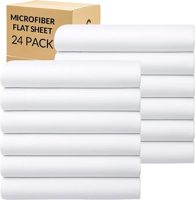 Superior GOLD TEXTILES Twin Flat Sheet 24 Pack – Brushed Microfiber Top Sheets World-Class