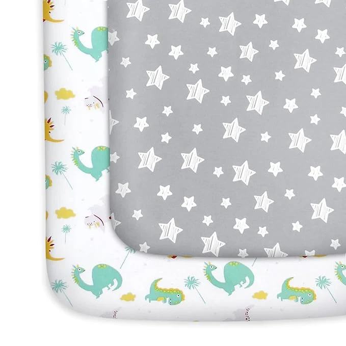 Verified Pack and Play Sheets 2 Pack Mini Crib Sheets Stretchy Playard Fitted Sheet World-Class