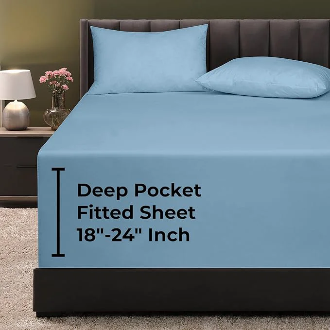 Premium Material Royale Linens Extra Deep Pocket Full Fitted Sheet Only Clean