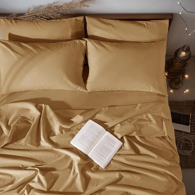 Effective LBRO2M Pure Linen Sheet Set Deep Pocket Up to 16 Bed Sheets Sets Breathable