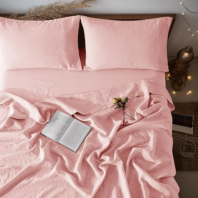 Expertly Made LBRO2M Pure Linen Sheet Set Deep Pocket Up to 16 Bed Sheets Sets Exclusive