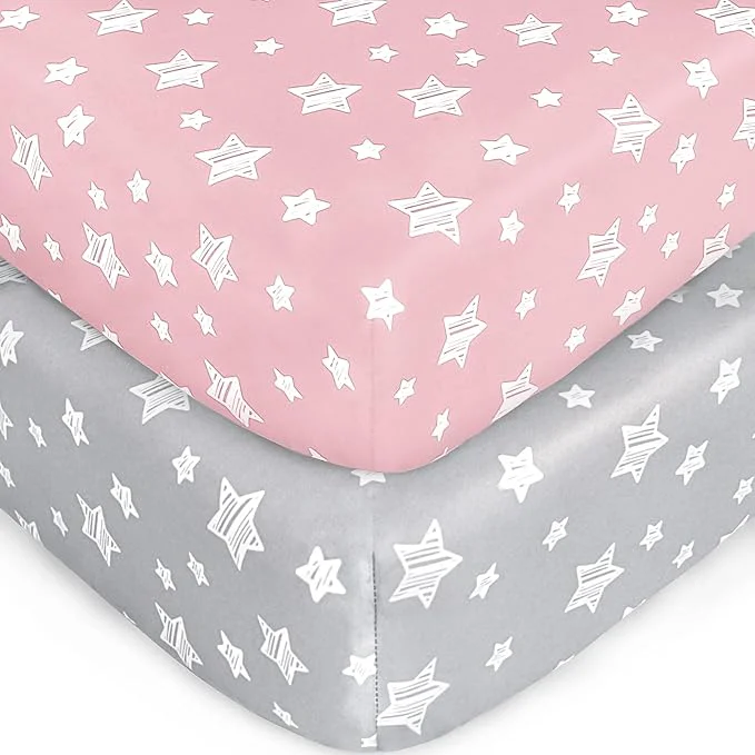 Stylish Crib Sheets for Girls 2 Pack Fitted Crib Sheet for Standard Size Crib and Convenient