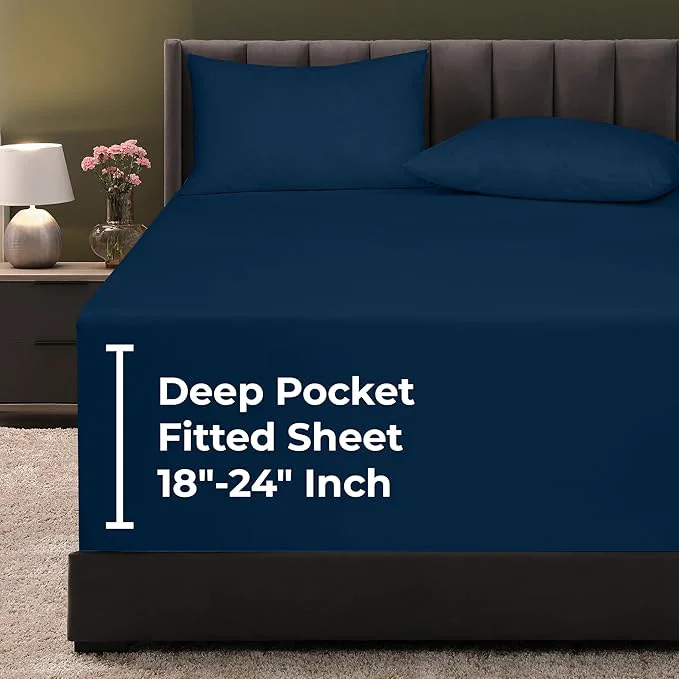 Trendy Royale Linens Extra Deep Pocket Queen Fitted Sheet Only Durable