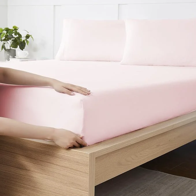 Contemporary Queen Fitted Sheet Only with Full Elastic Built in Corner Sheet Straps to Casual