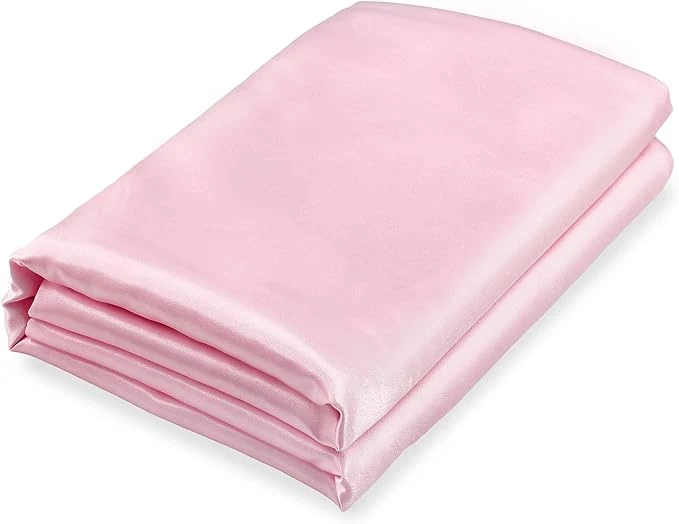 Traditional Homiest Blush Pink Satin Twin Sheet Set Detailed