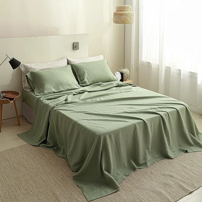 Relaxed Simple Opulence French Linen Flat Sheet Natural Flax Bedding Sheet Top-Quality