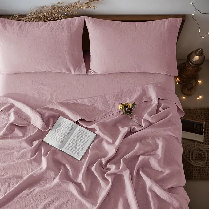Classic LBRO2M Pure Linen Sheet Set Deep Pocket Up to 16 Bed Sheets Sets Smart