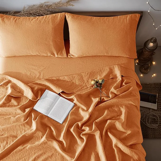 Professional LBRO2M Pure Linen Sheet Set Deep Pocket Up to 16 Bed Sheets Sets Versatile