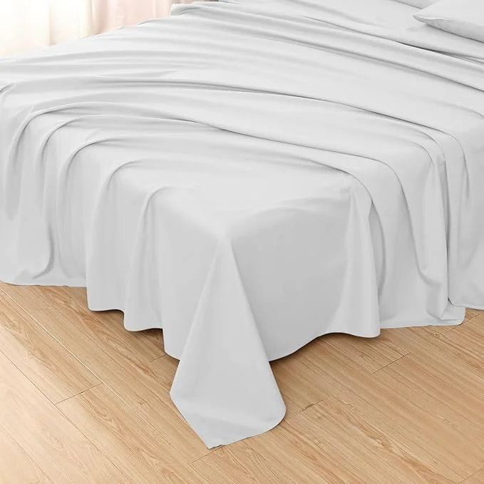 Superior Toodou White Queen Bed Top Sheet is Made of Soft Wrinkle Resistant Microfiber Safe