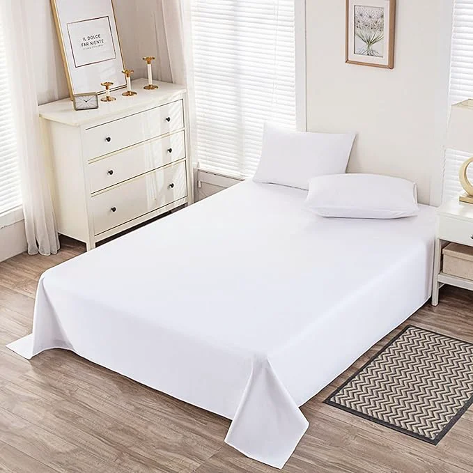 Comfortable Twin Size Flat Sheet Only Soft 300 Thread Count Cotton Flat Sheets High-Grade