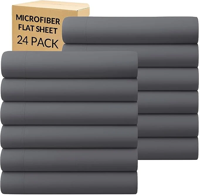 Modern GOLD TEXTILES Twin Flat Sheet 24 Pack – Brushed Microfiber Top Sheets Environmentally Friendly