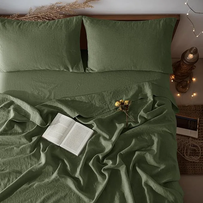 Trendy LBRO2M Pure Linen Sheet Set Deep Pocket Up to 16 Bed Sheets Sets Official