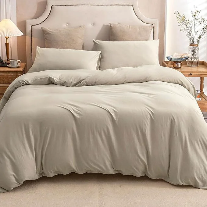 Contemporary PURE ERA Jersey Knit Duvet Cover Set T-Shirt Cotton Super Soft Comfy 3pc Genuine