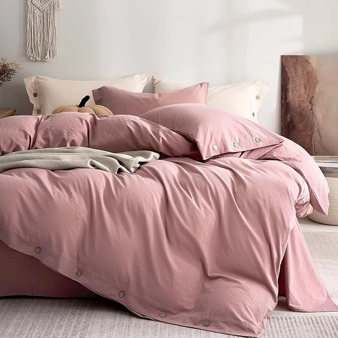Responsible JELLYMONI Washed Cotton Duvet Cover Twin – Soft Breathable Linen-Look Advanced