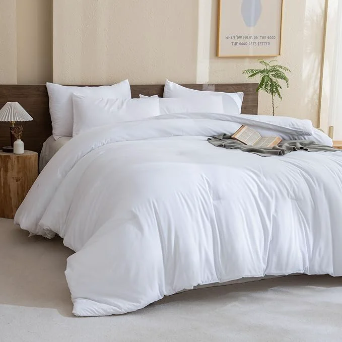 Stylish Paxrac Classic Pure White Comforter King Size 3 Pieces Boho Comforter Set Innovative